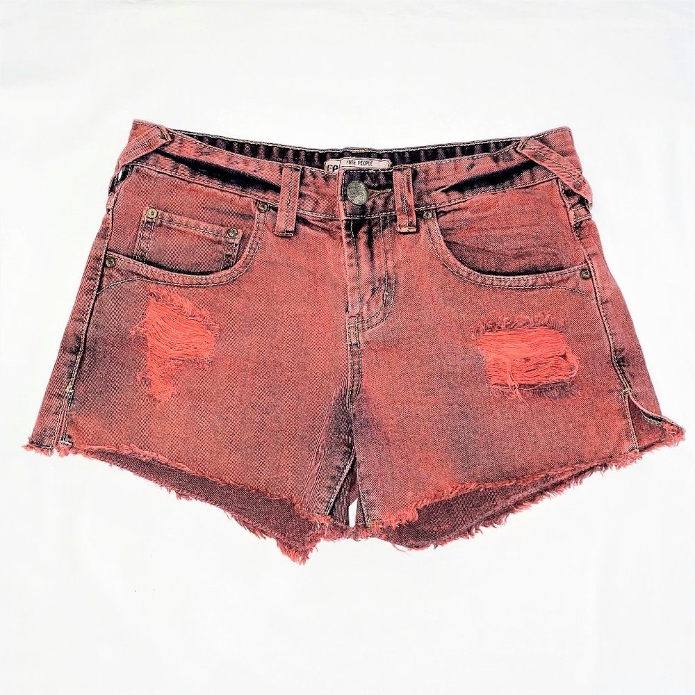 Free People Women's Distressed Raw Hem Shorts
